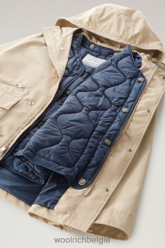 3-in-1 bergjas van zacht byrd-katoen met gewatteerd afneembaar vest Woolrich Heren 8TTN0425 strandzand kleding