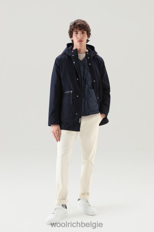 3-in-1 bergjas van zacht byrd-katoen met gewatteerd afneembaar vest Woolrich Heren 8TTN0438 Melton blauw kleding