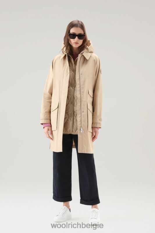 3-in-1 zijlijnparka van zacht byrd-katoen met uitneembaar gewatteerd vest Woolrich vrouwen 8TTN0102 strandzand kleding