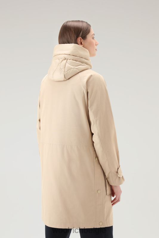 3-in-1 zijlijnparka van zacht byrd-katoen met uitneembaar gewatteerd vest Woolrich vrouwen 8TTN0102 strandzand kleding
