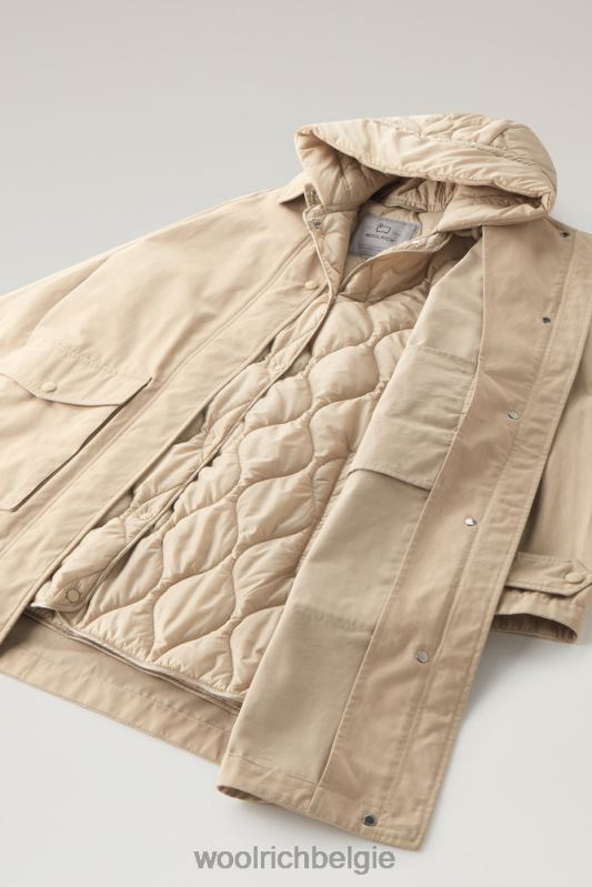 3-in-1 zijlijnparka van zacht byrd-katoen met uitneembaar gewatteerd vest Woolrich vrouwen 8TTN0102 strandzand kleding