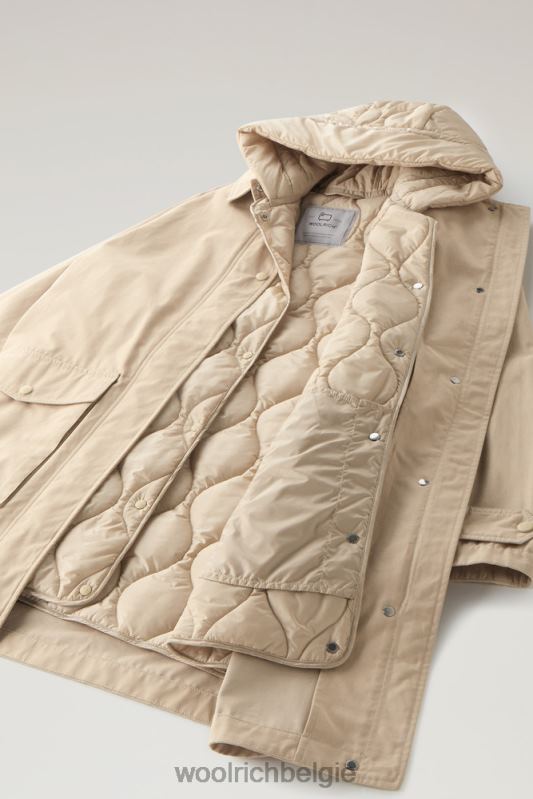 3-in-1 zijlijnparka van zacht byrd-katoen met uitneembaar gewatteerd vest Woolrich vrouwen 8TTN0102 strandzand kleding