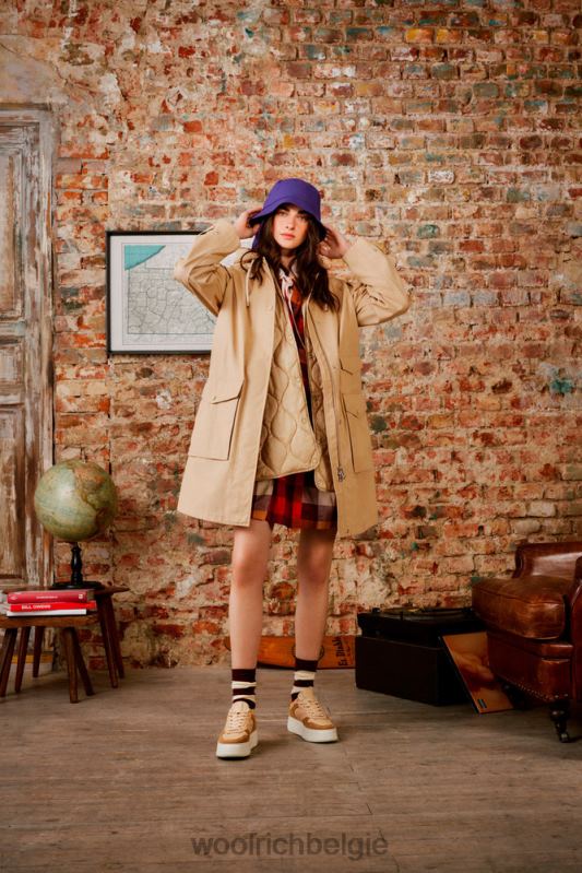 3-in-1 zijlijnparka van zacht byrd-katoen met uitneembaar gewatteerd vest Woolrich vrouwen 8TTN0102 strandzand kleding