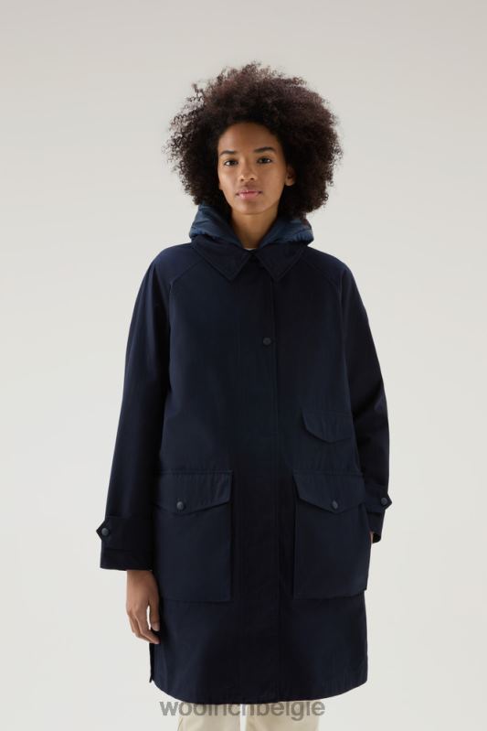 3-in-1 zijlijnparka van zacht byrd-katoen met uitneembaar gewatteerd vest Woolrich vrouwen 8TTN0104 Melton blauw kleding
