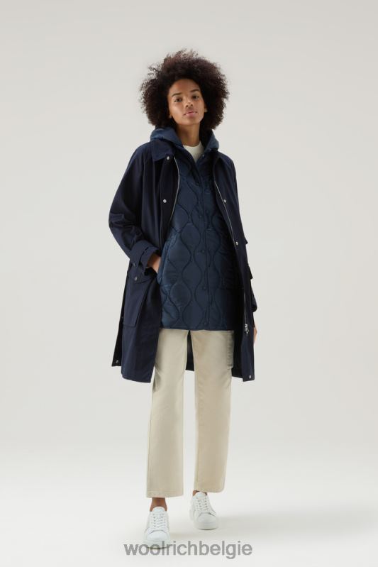 3-in-1 zijlijnparka van zacht byrd-katoen met uitneembaar gewatteerd vest Woolrich vrouwen 8TTN0104 Melton blauw kleding