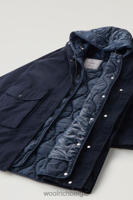 3-in-1 zijlijnparka van zacht byrd-katoen met uitneembaar gewatteerd vest Woolrich vrouwen 8TTN0104 Melton blauw kleding