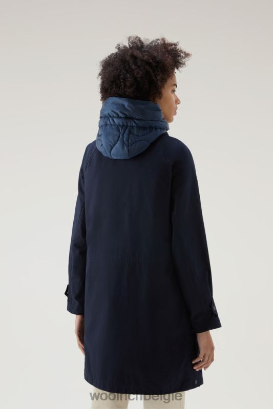 3-in-1 zijlijnparka van zacht byrd-katoen met uitneembaar gewatteerd vest Woolrich vrouwen 8TTN0104 Melton blauw kleding