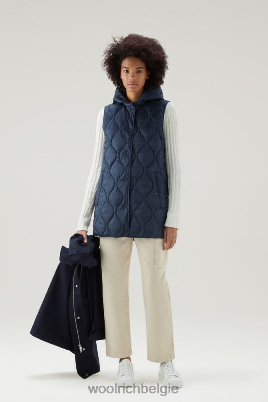 3-in-1 zijlijnparka van zacht byrd-katoen met uitneembaar gewatteerd vest Woolrich vrouwen 8TTN0104 Melton blauw kleding