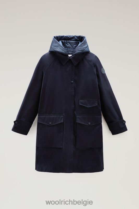 3-in-1 zijlijnparka van zacht byrd-katoen met uitneembaar gewatteerd vest Woolrich vrouwen 8TTN0104 Melton blauw kleding