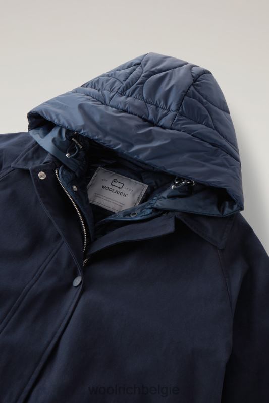 3-in-1 zijlijnparka van zacht byrd-katoen met uitneembaar gewatteerd vest Woolrich vrouwen 8TTN0104 Melton blauw kleding