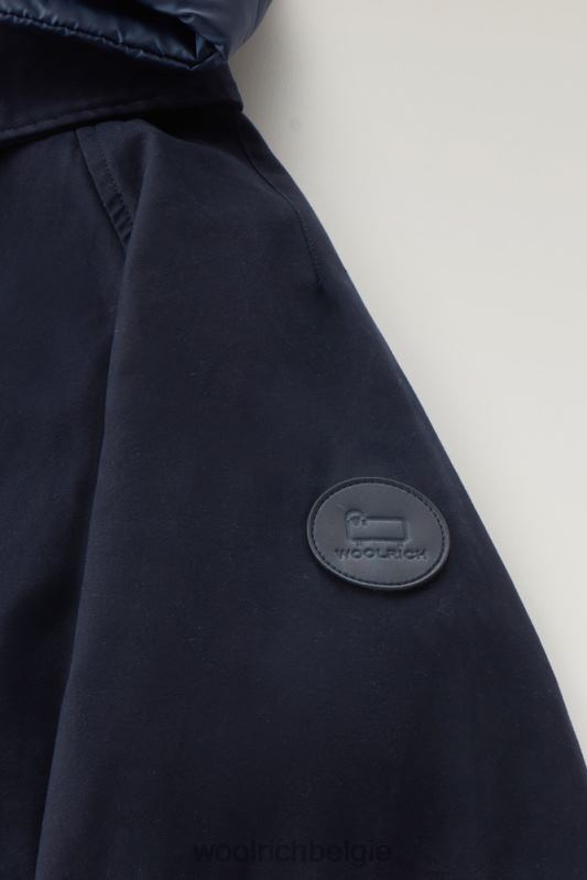 3-in-1 zijlijnparka van zacht byrd-katoen met uitneembaar gewatteerd vest Woolrich vrouwen 8TTN0104 Melton blauw kleding