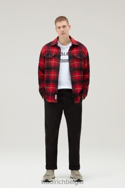 Alaskan geruit overshirt van gebonden wolmix Woolrich Heren 8TTN0654 rode vinkje kleding