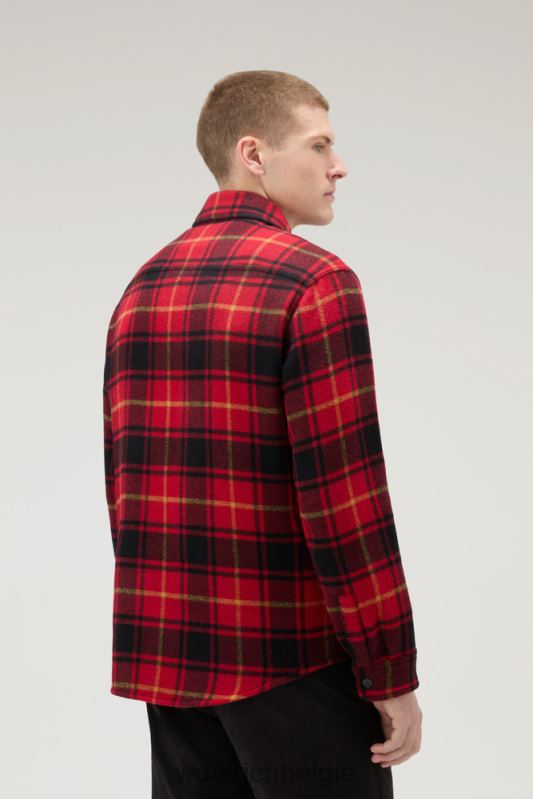 Alaskan geruit overshirt van gebonden wolmix Woolrich Heren 8TTN0654 rode vinkje kleding