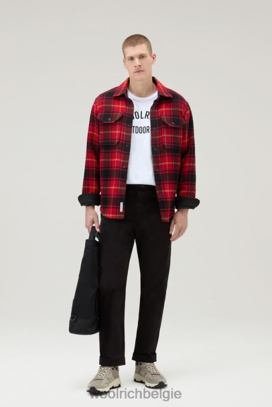 Alaskan geruit overshirt van gebonden wolmix Woolrich Heren 8TTN0654 rode vinkje kleding