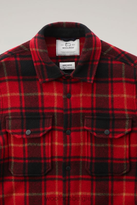 Alaskan geruit overshirt van gebonden wolmix Woolrich Heren 8TTN0654 rode vinkje kleding
