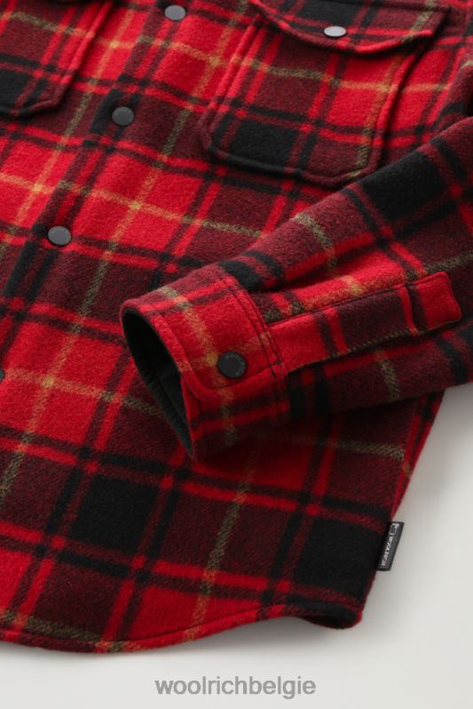 Alaskan geruit overshirt van gebonden wolmix Woolrich Heren 8TTN0654 rode vinkje kleding