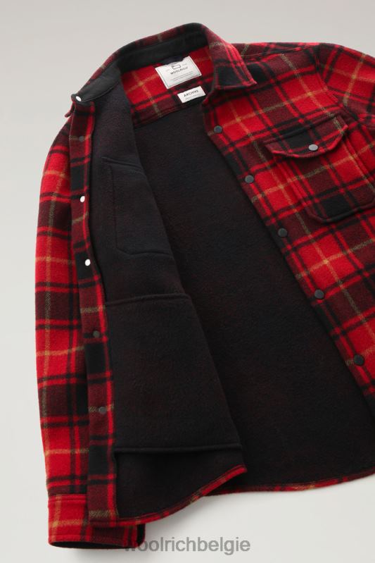 Alaskan geruit overshirt van gebonden wolmix Woolrich Heren 8TTN0654 rode vinkje kleding