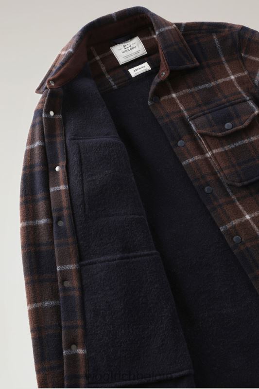 Alaskan geruit overshirt van gebonden wolmix Woolrich Heren 8TTN0694 bruine ruit kleding