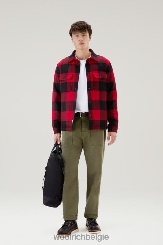 Alaskan gewatteerd geruit overshirt van gerecyclede Italiaanse wolmix Woolrich Heren 8TTN0646 rode buffel kleding