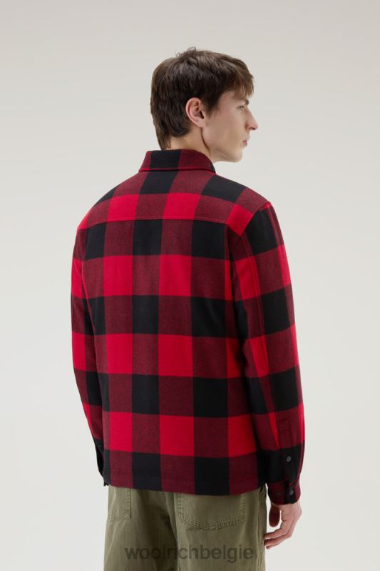 Alaskan gewatteerd geruit overshirt van gerecyclede Italiaanse wolmix Woolrich Heren 8TTN0646 rode buffel kleding