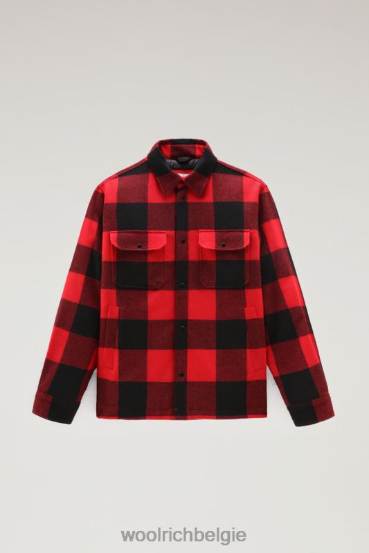 Alaskan gewatteerd geruit overshirt van gerecyclede Italiaanse wolmix Woolrich Heren 8TTN0646 rode buffel kleding
