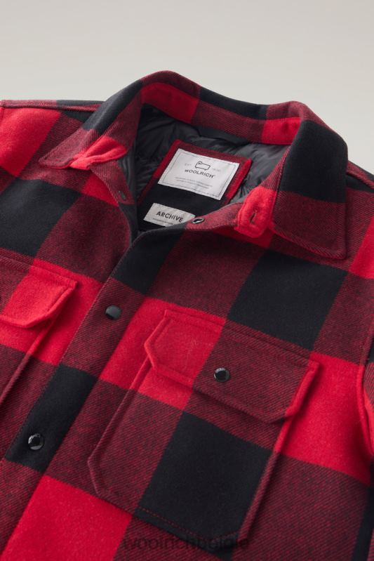 Alaskan gewatteerd geruit overshirt van gerecyclede Italiaanse wolmix Woolrich Heren 8TTN0646 rode buffel kleding