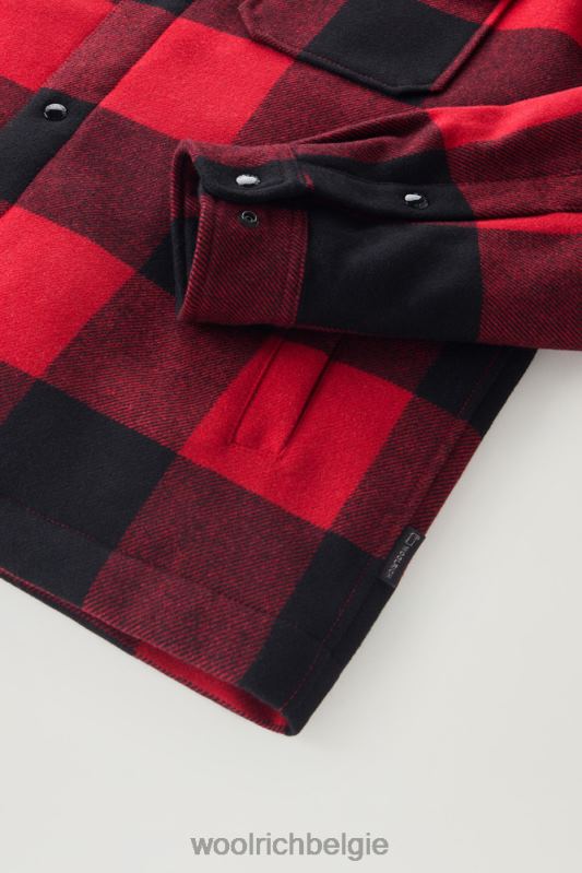 Alaskan gewatteerd geruit overshirt van gerecyclede Italiaanse wolmix Woolrich Heren 8TTN0646 rode buffel kleding