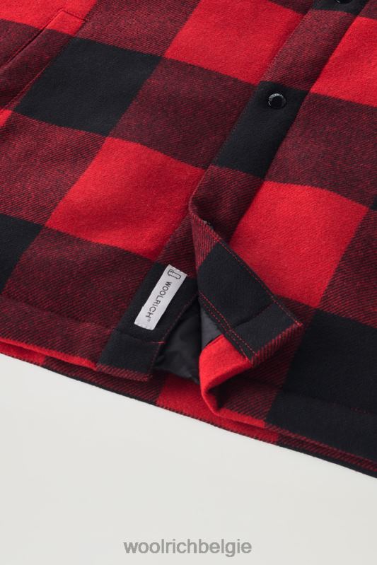 Alaskan gewatteerd geruit overshirt van gerecyclede Italiaanse wolmix Woolrich Heren 8TTN0646 rode buffel kleding
