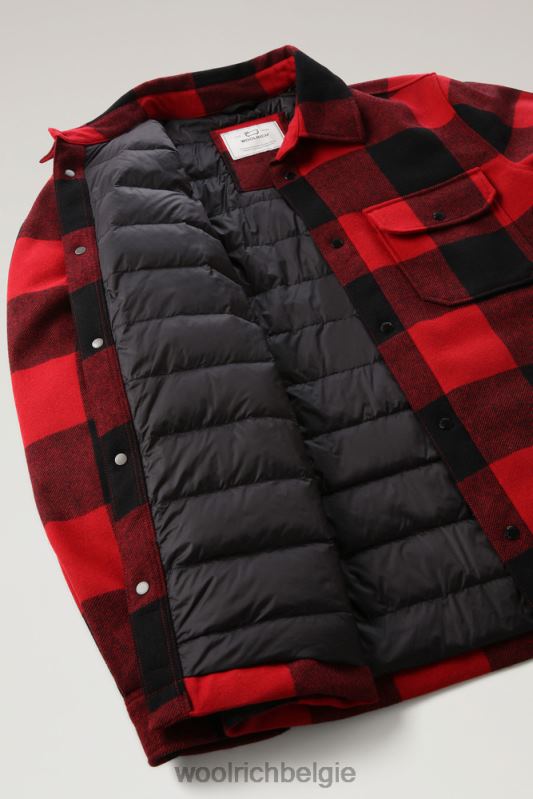 Alaskan gewatteerd geruit overshirt van gerecyclede Italiaanse wolmix Woolrich Heren 8TTN0646 rode buffel kleding