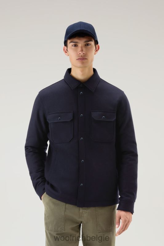 Alaskan gewatteerd overshirt van gerecyclede Italiaanse wolmix Woolrich Heren 8TTN0638 Melton blauw kleding