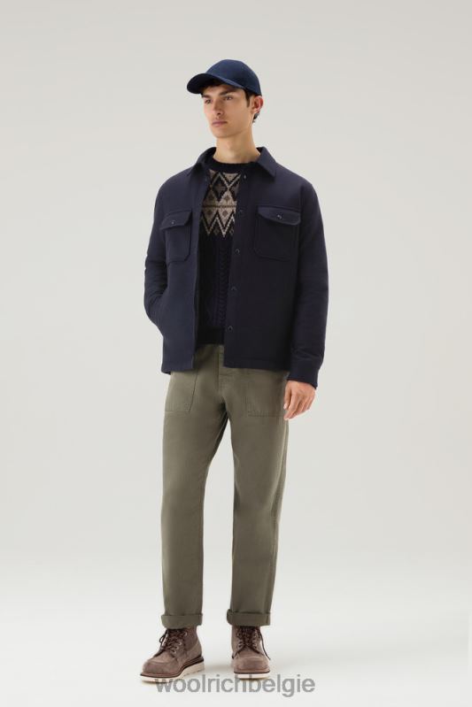 Alaskan gewatteerd overshirt van gerecyclede Italiaanse wolmix Woolrich Heren 8TTN0638 Melton blauw kleding