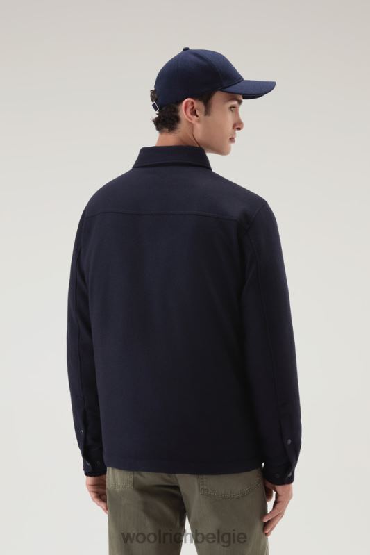 Alaskan gewatteerd overshirt van gerecyclede Italiaanse wolmix Woolrich Heren 8TTN0638 Melton blauw kleding