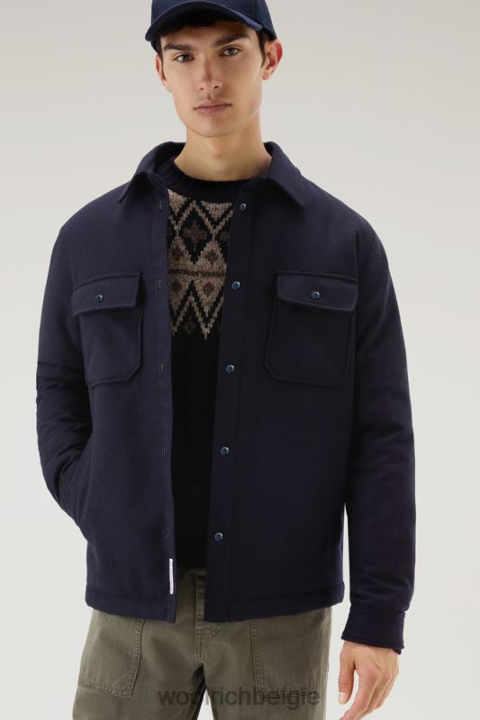 Alaskan gewatteerd overshirt van gerecyclede Italiaanse wolmix Woolrich Heren 8TTN0638 Melton blauw kleding