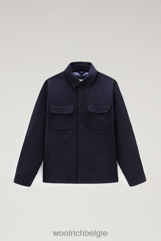 Alaskan gewatteerd overshirt van gerecyclede Italiaanse wolmix Woolrich Heren 8TTN0638 Melton blauw kleding