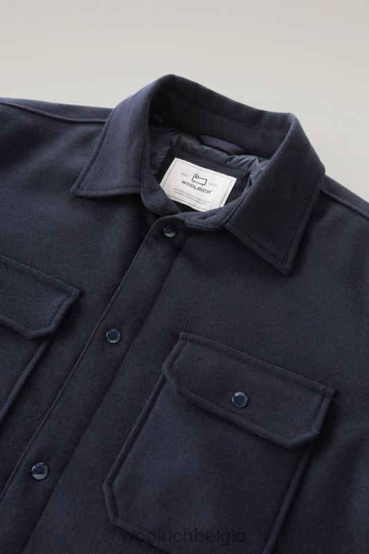 Alaskan gewatteerd overshirt van gerecyclede Italiaanse wolmix Woolrich Heren 8TTN0638 Melton blauw kleding