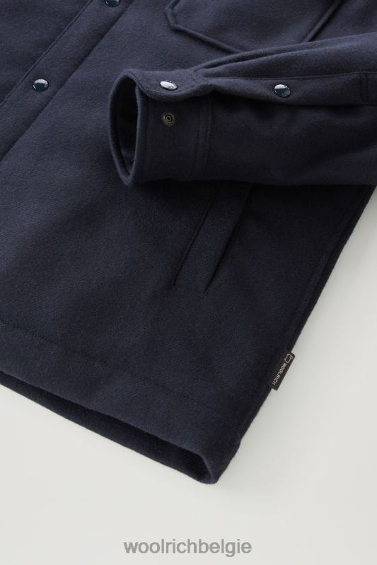 Alaskan gewatteerd overshirt van gerecyclede Italiaanse wolmix Woolrich Heren 8TTN0638 Melton blauw kleding