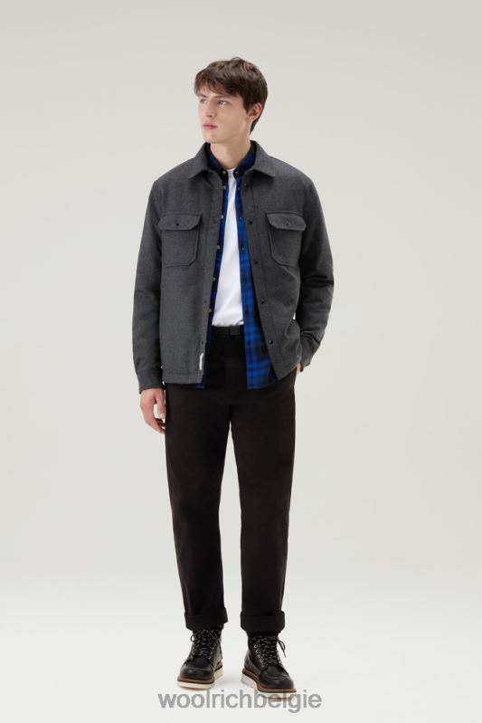 Alaskan gewatteerd overshirt van gerecyclede Italiaanse wolmix Woolrich Heren 8TTN0662 houtskool melange kleding