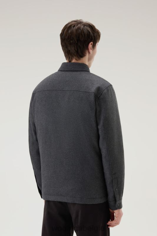 Alaskan gewatteerd overshirt van gerecyclede Italiaanse wolmix Woolrich Heren 8TTN0662 houtskool melange kleding