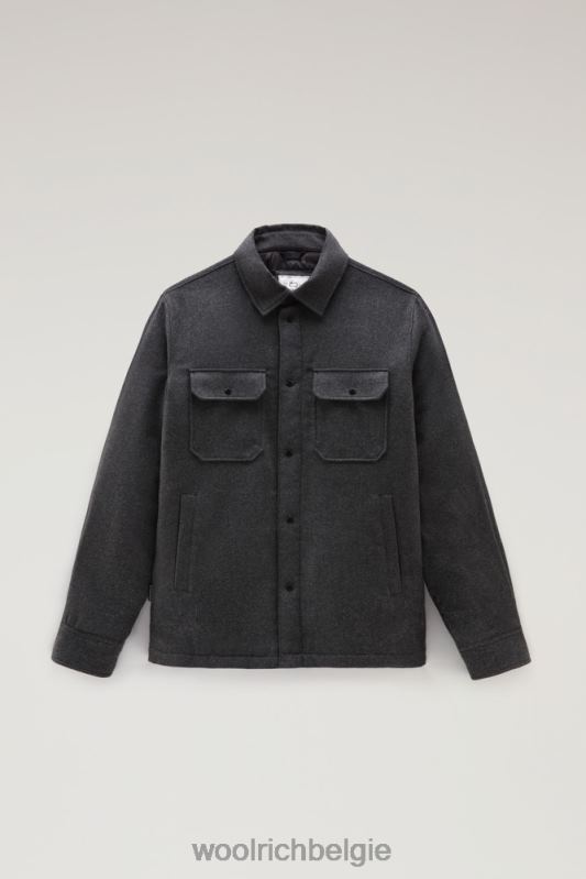 Alaskan gewatteerd overshirt van gerecyclede Italiaanse wolmix Woolrich Heren 8TTN0662 houtskool melange kleding