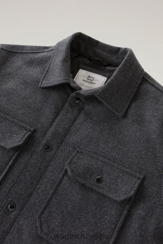 Alaskan gewatteerd overshirt van gerecyclede Italiaanse wolmix Woolrich Heren 8TTN0662 houtskool melange kleding