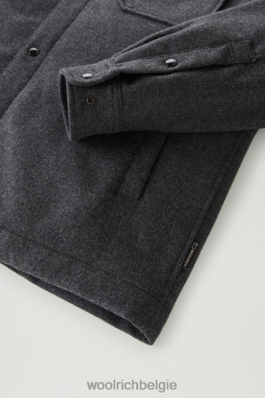 Alaskan gewatteerd overshirt van gerecyclede Italiaanse wolmix Woolrich Heren 8TTN0662 houtskool melange kleding