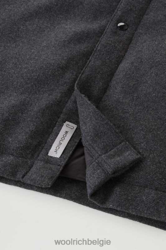 Alaskan gewatteerd overshirt van gerecyclede Italiaanse wolmix Woolrich Heren 8TTN0662 houtskool melange kleding