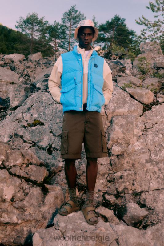 Aleoeten gewatteerd vest van gerecycled eco taslan nylon Woolrich Heren 8TTN0406 bonnie blauw kleding