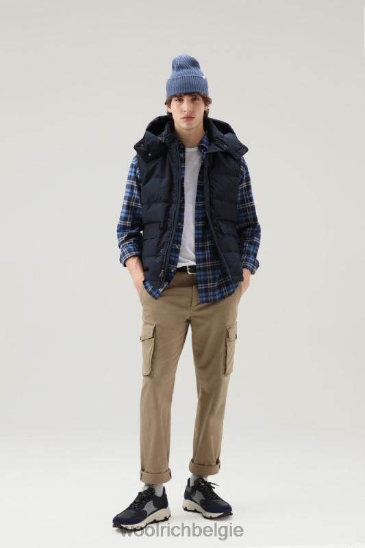 Aleoetenvest met afneembare capuchon Woolrich Heren 8TTN0774 Melton blauw kleding