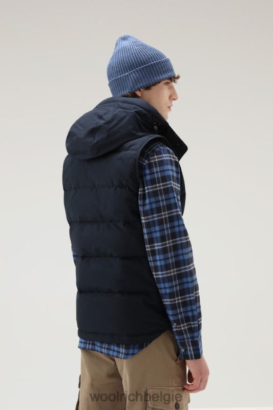 Aleoetenvest met afneembare capuchon Woolrich Heren 8TTN0774 Melton blauw kleding