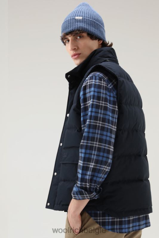 Aleoetenvest met afneembare capuchon Woolrich Heren 8TTN0774 Melton blauw kleding