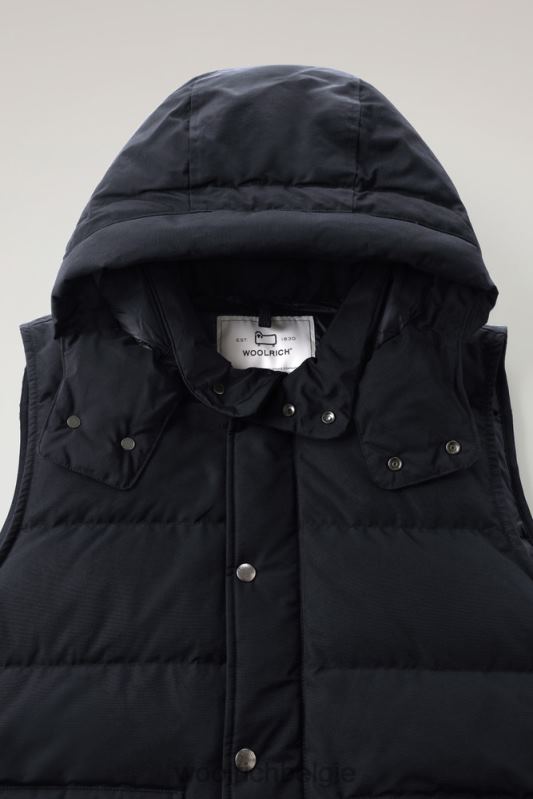 Aleoetenvest met afneembare capuchon Woolrich Heren 8TTN0774 Melton blauw kleding