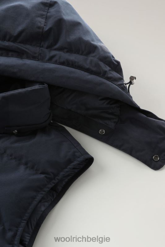 Aleoetenvest met afneembare capuchon Woolrich Heren 8TTN0774 Melton blauw kleding
