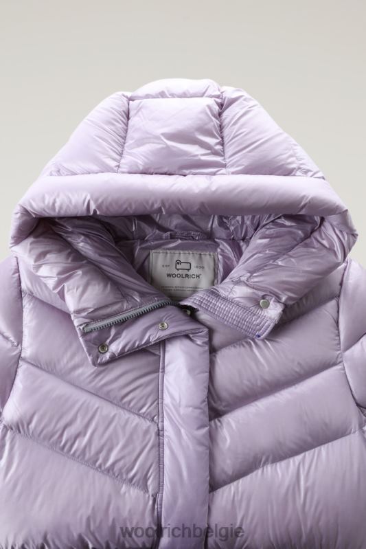 Aliquippa zijdezacht lang donsjack met trekkoord in de taille Woolrich vrouwen 8TTN0263 lila dageraad kleding