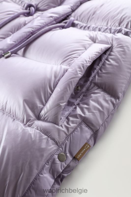 Aliquippa zijdezacht lang donsjack met trekkoord in de taille Woolrich vrouwen 8TTN0263 lila dageraad kleding